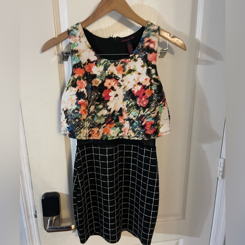 Material Girl Floral and Grid Mini Dress